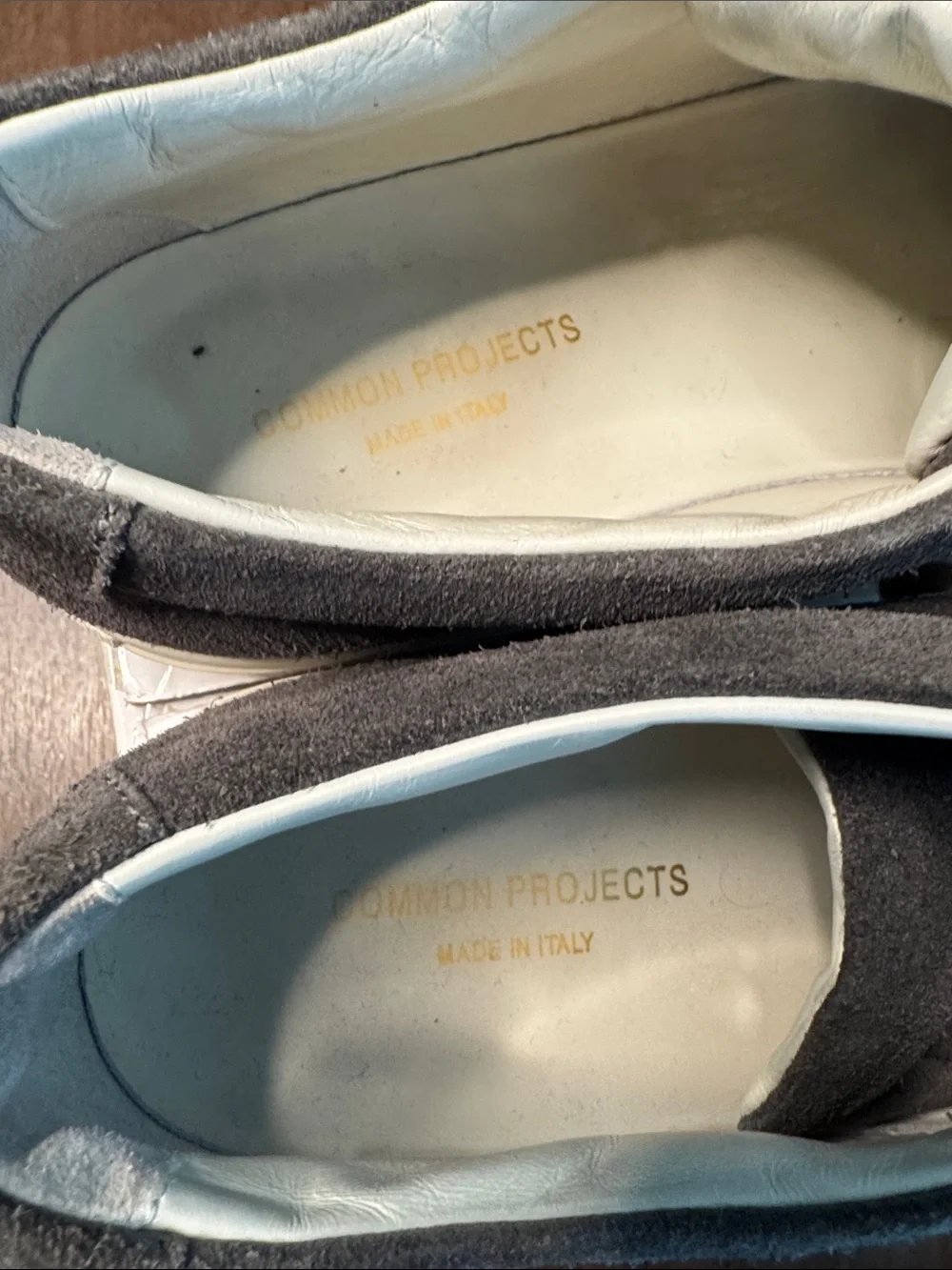 Common Projects Gray Suede Low-Top Sneakers with Cream Laces